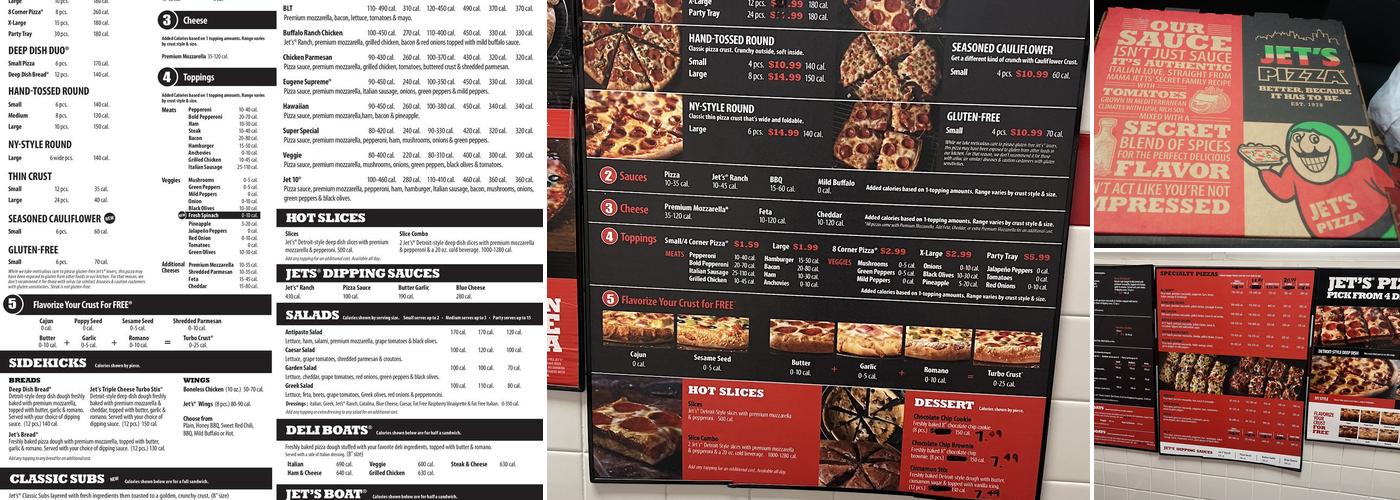 Jet's Pizza Menu
