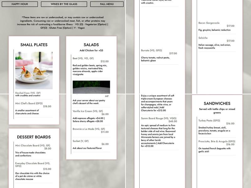 Milly's Wine Bar & Bistro Menu