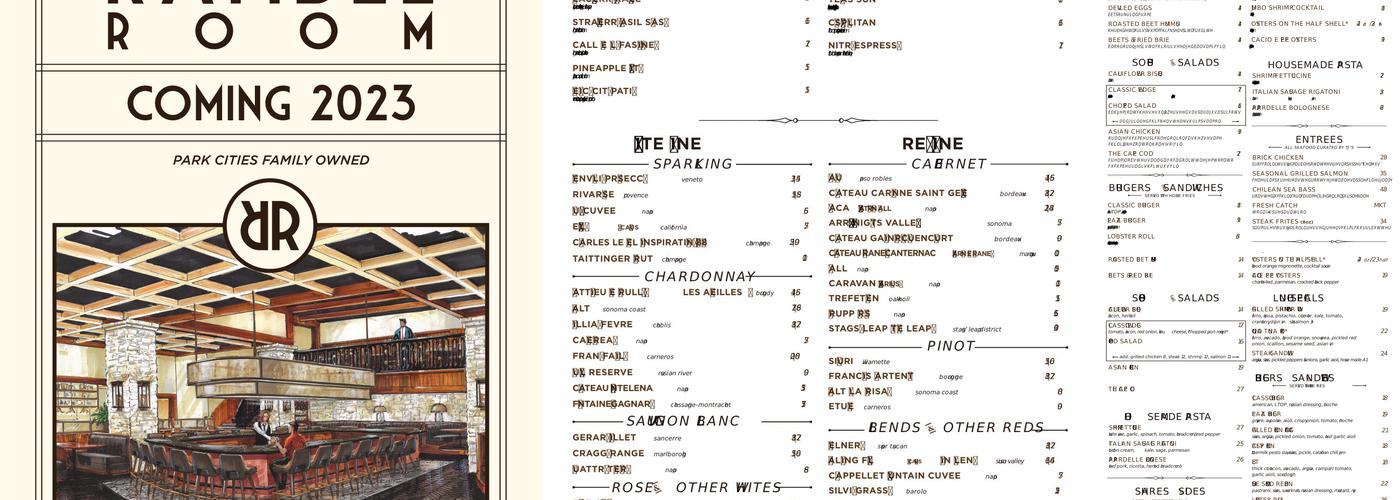 Ramble Room Menu