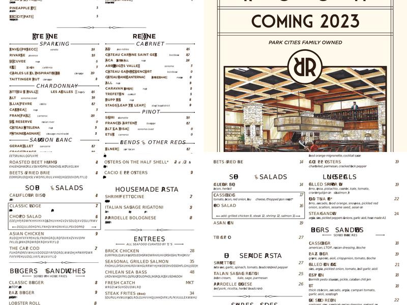 Ramble Room Menu