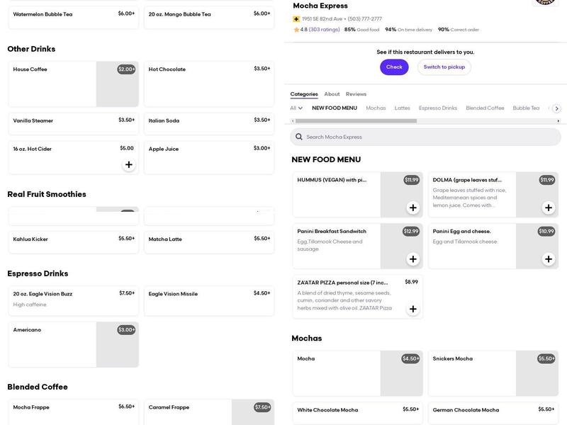 Mocha Express Tanning Menu