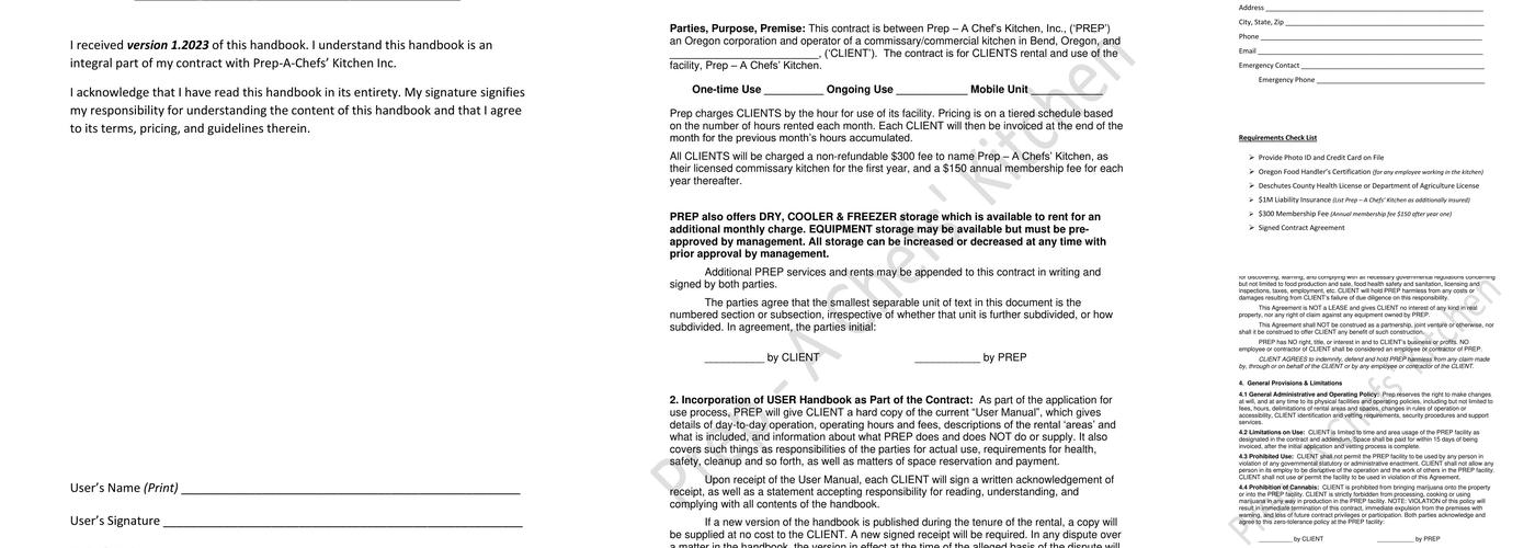 Prep - A Chefs’ Kitchen Menu