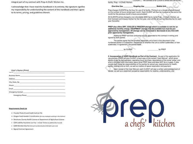 Prep - A Chefs’ Kitchen Menu