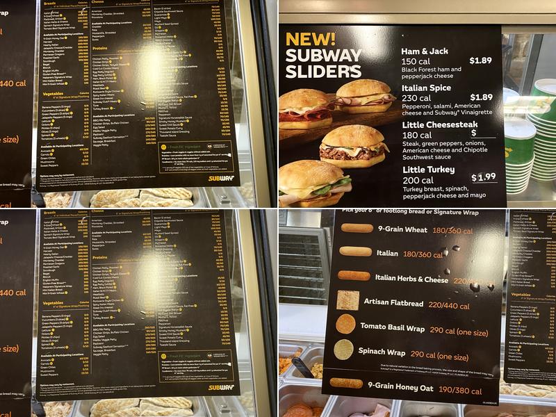Subway Menu