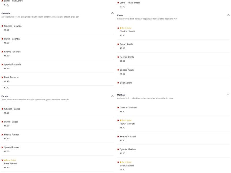 Top Nosh M29 8FJ Menu