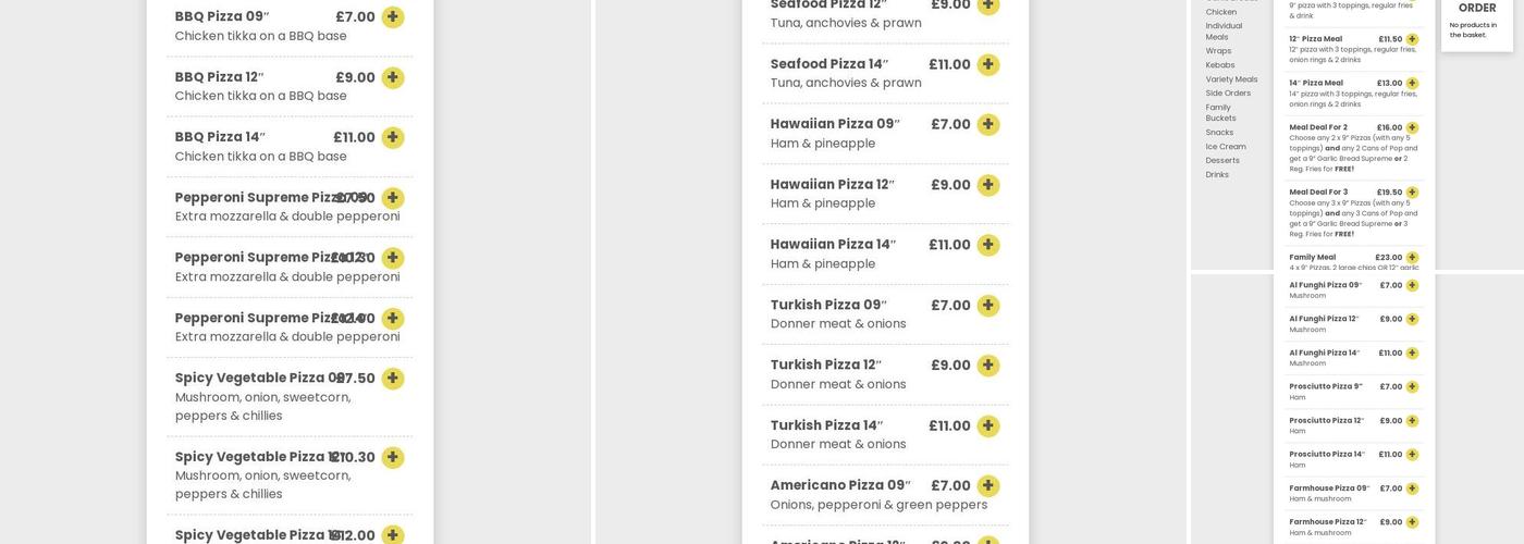 Holcombe Brook Pizzeria Menu