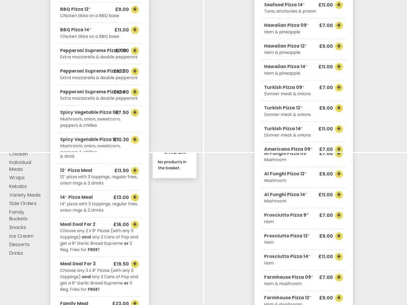 Holcombe Brook Pizzeria Menu