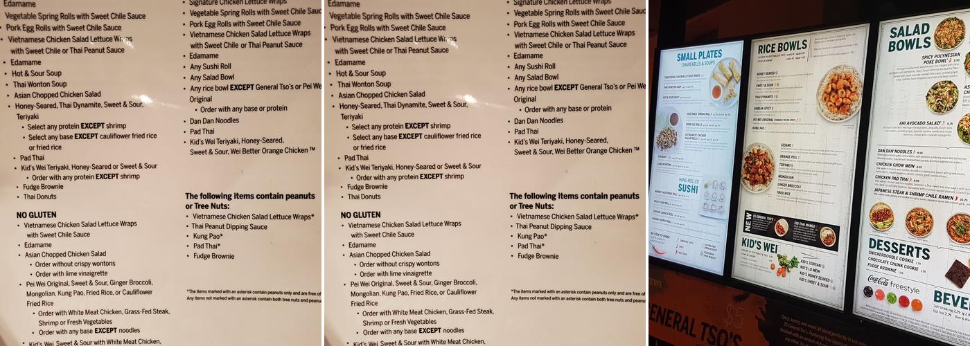Pei Wei Asian Kitchen Menu