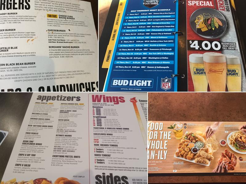 Buffalo Wild Wings Menu