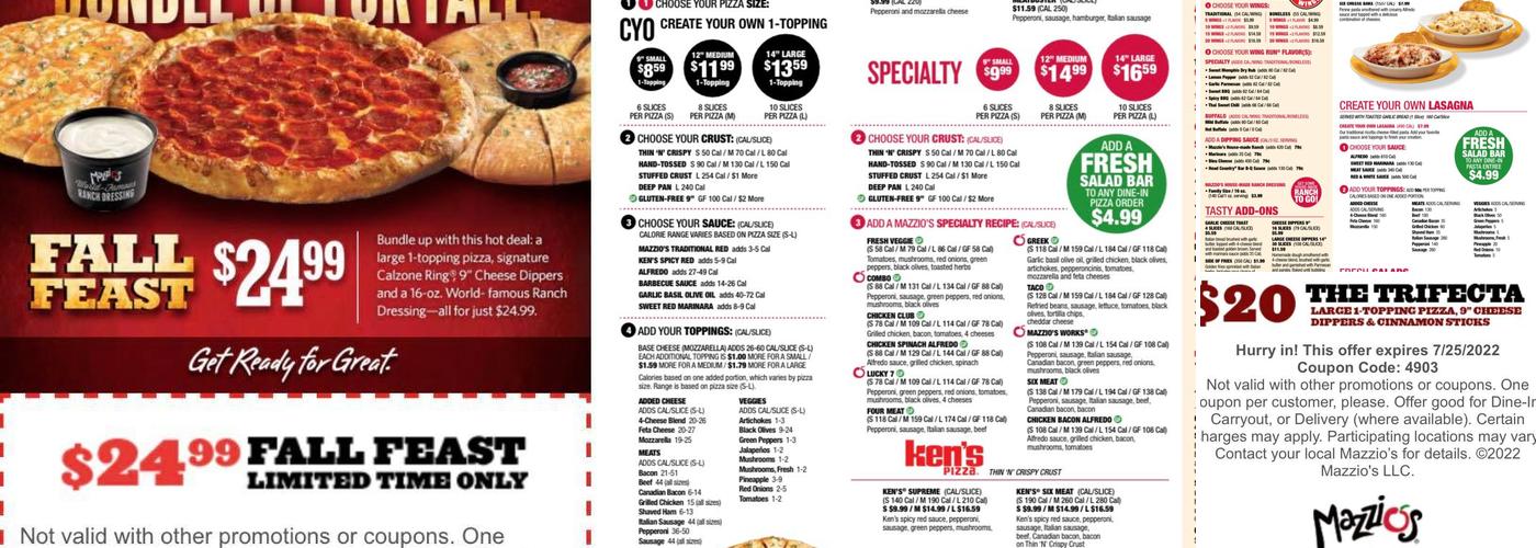 Mazzio’s Pizza & Wings Menu