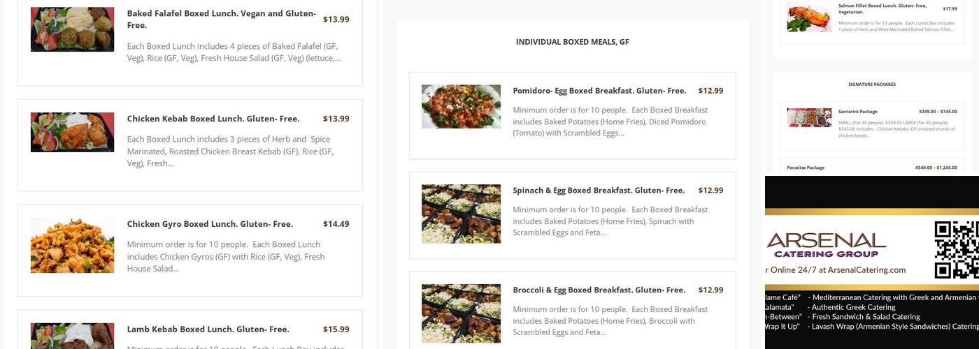 Arsenal Catering Group Menu