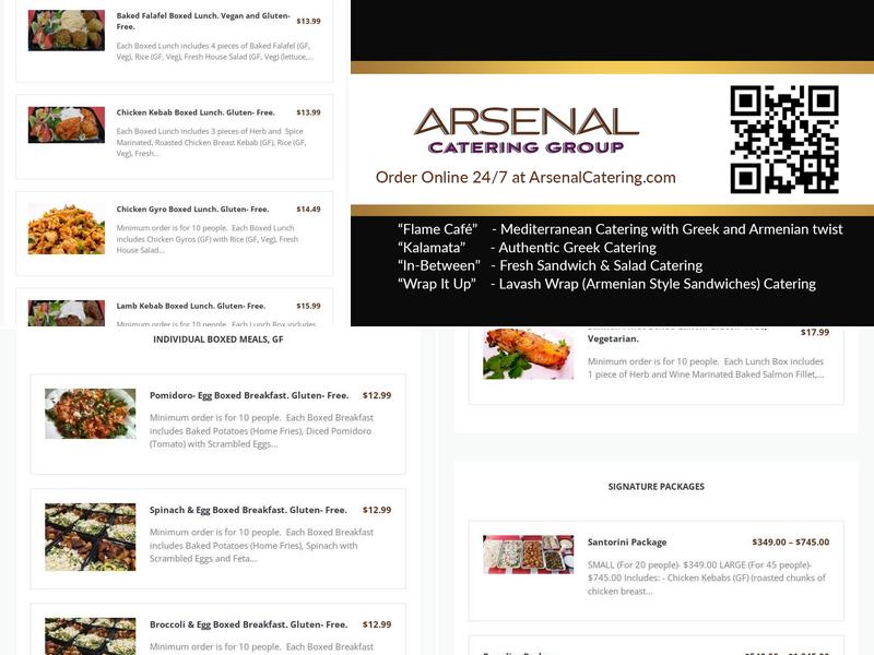 Arsenal Catering Group Menu