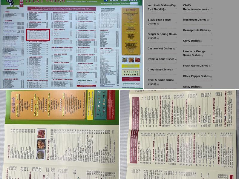 Lucky Panda Chinese Menu