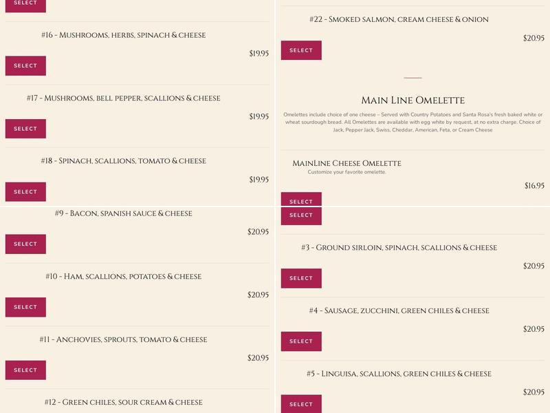 Omelette Express Menu