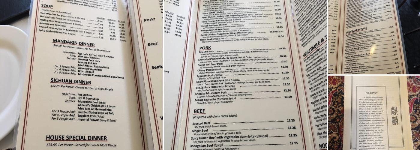 Kirin Menu