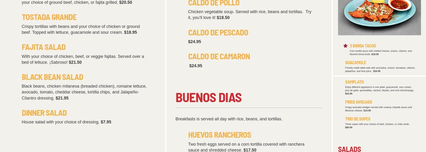 El Amigo Menu