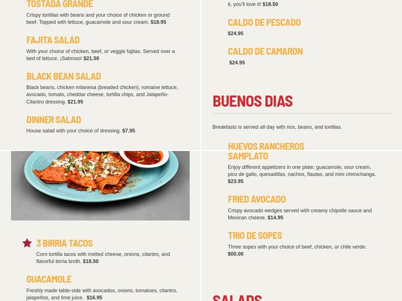 El Amigo Menu