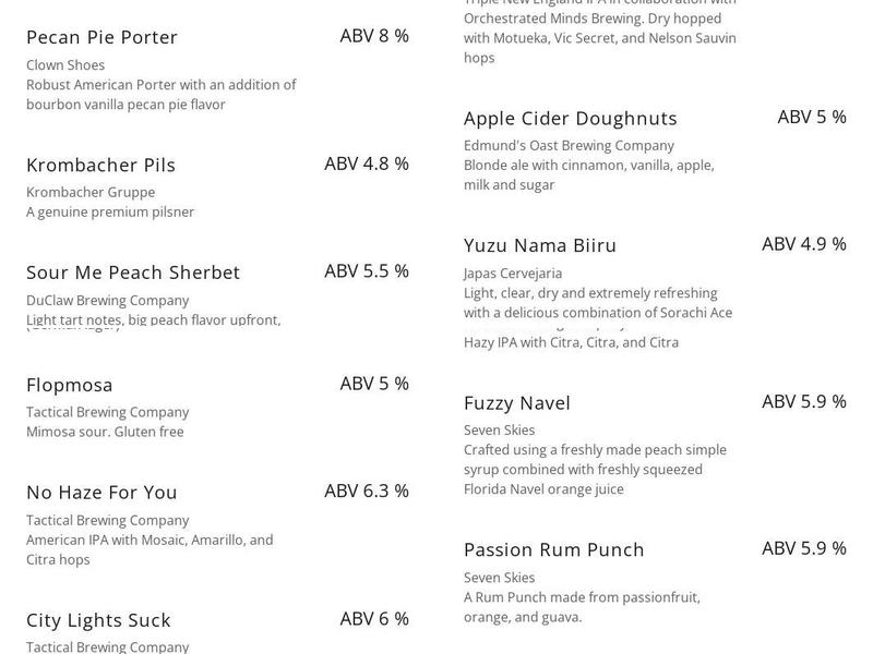 Ink & Barley Tattoos and Brews Menu