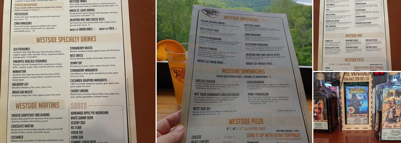 Westside Pub Menu