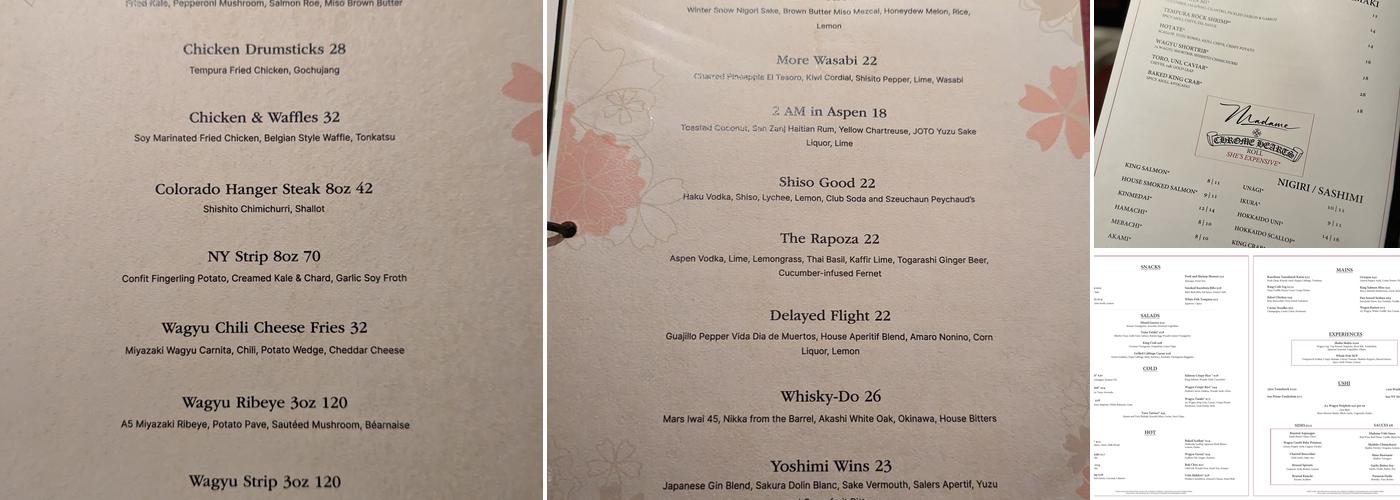 Madame Ushi Aspen Menu