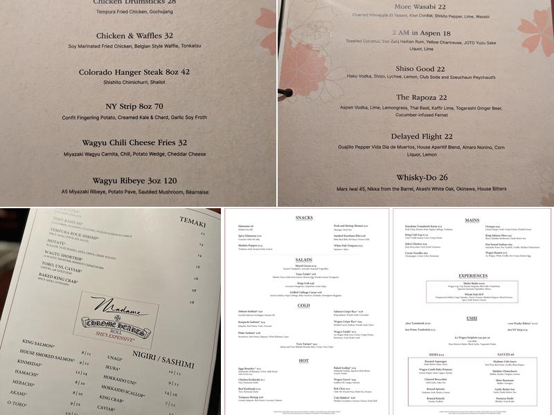 Madame Ushi Aspen Menu