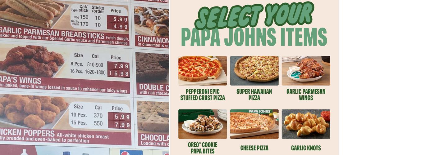 Papa Johns Pizza Menu