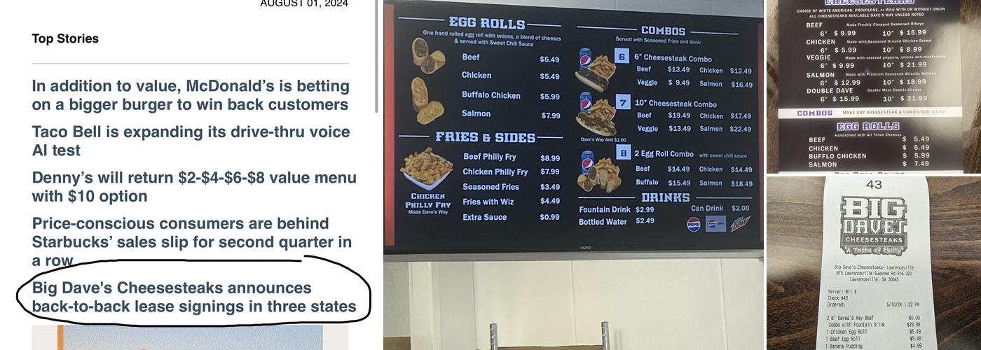 Big Dave's Cheesesteaks Menu