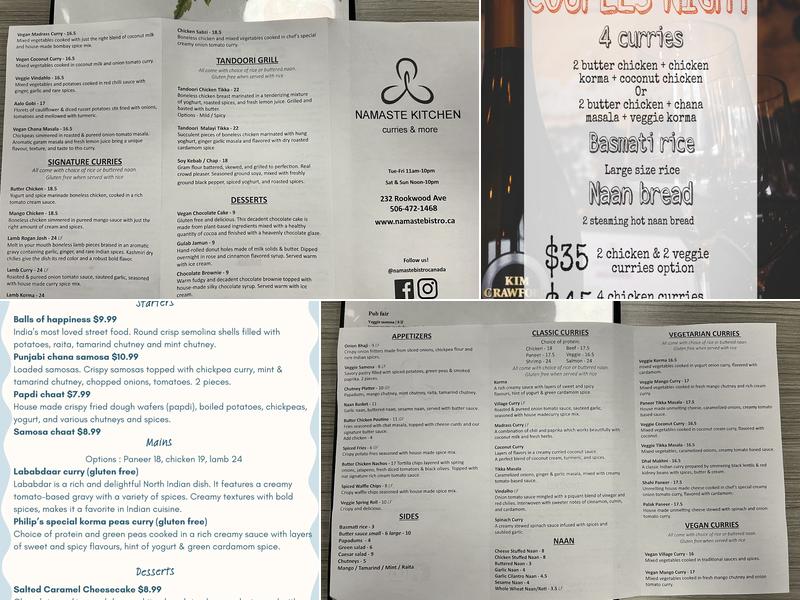Namaste Kitchen Menu