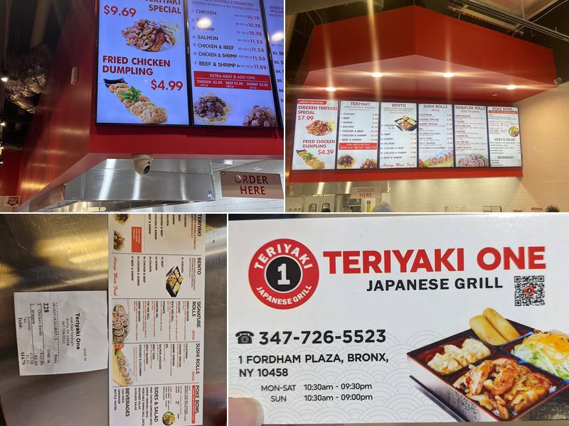 Teriyaki one Menu