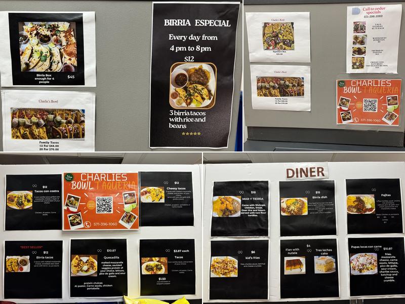 Charlies Bowl Taqueria Menu
