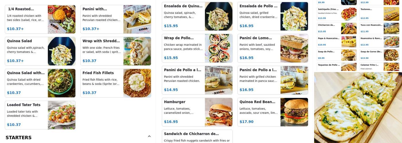Kinoa Menu