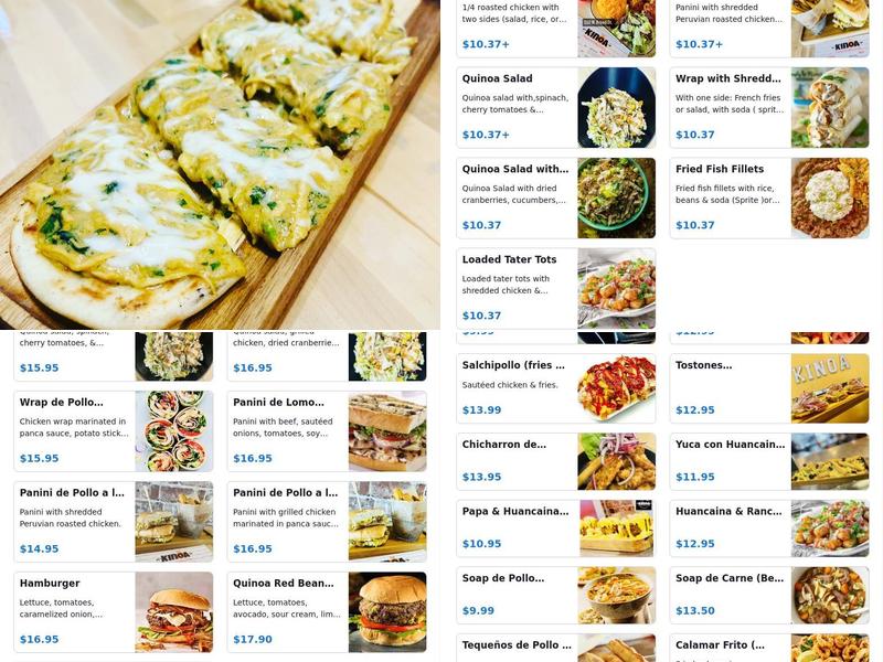 Kinoa Menu