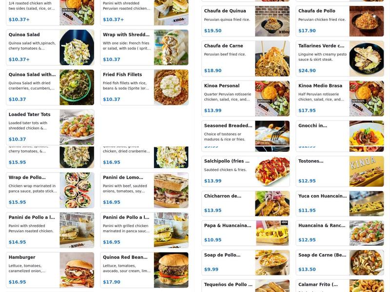 Kinoa Menu