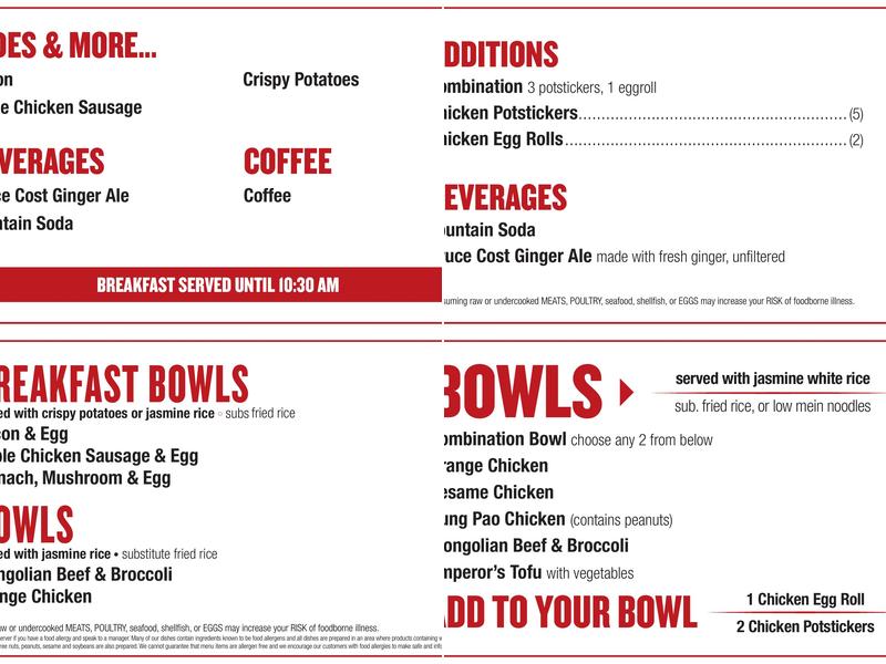 Big Bowl Chinese & Sushi Menu