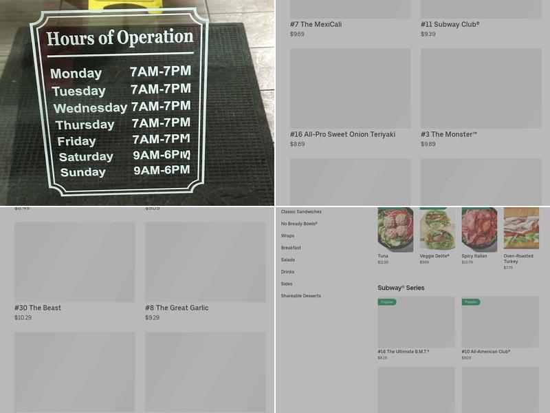 Subway Menu