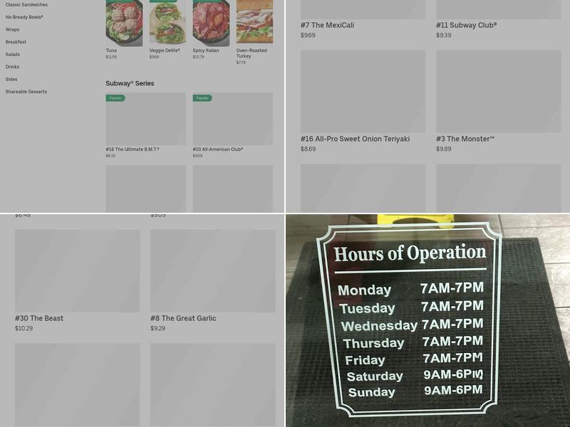 Subway Menu