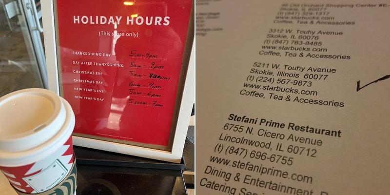 Starbucks Coffee Company Menu