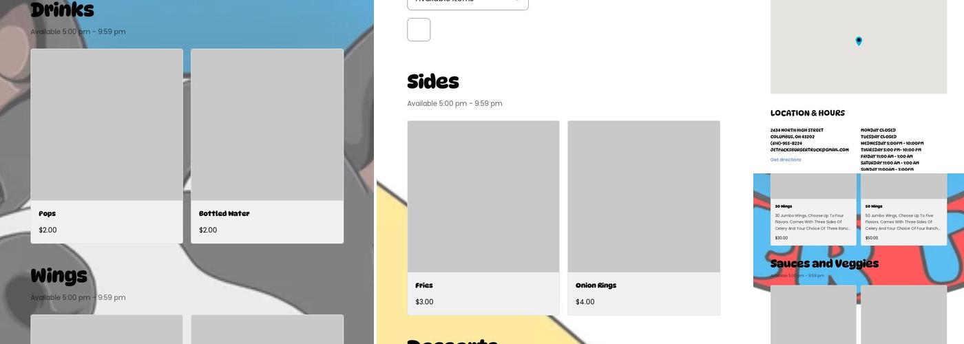 Jetpack's Burger Truck Menu