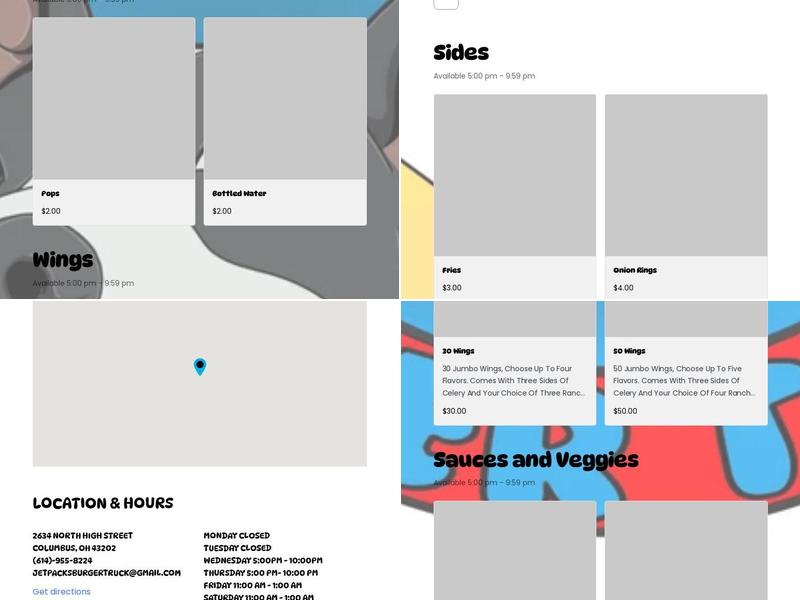 Jetpack's Burger Truck Menu