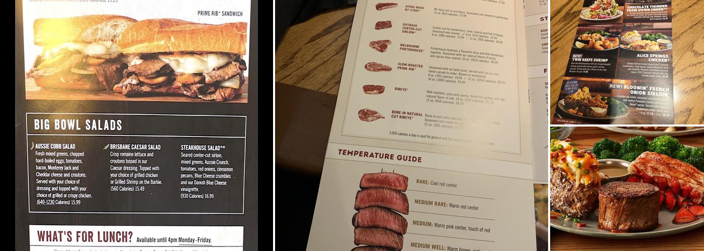 Outback Steakhouse Menu