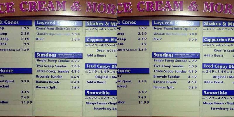 Baskin-Robbins Menu