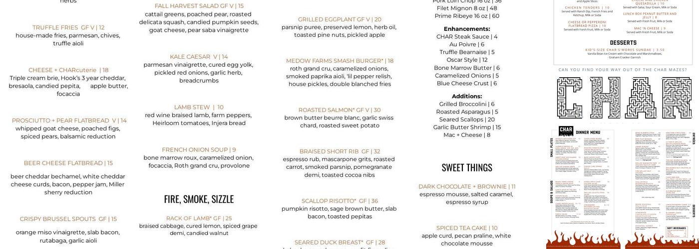CHAR Grillhouse Menu
