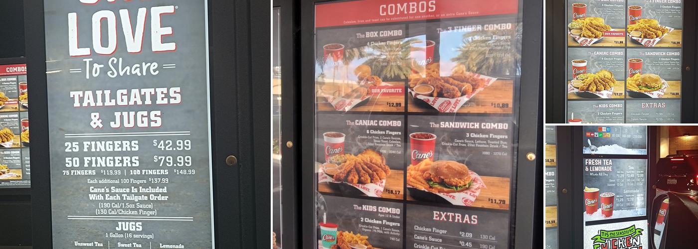 Raising Cane's Chicken Fingers Menu