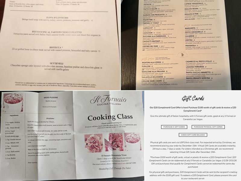 Il Fornaio | Mountain View Menu