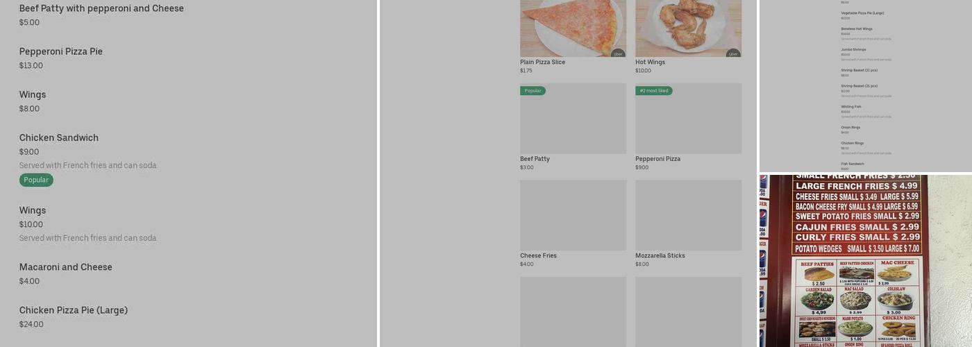 New lots fried chicken and pizza Menu