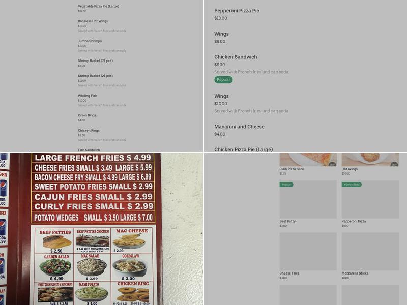 New lots fried chicken and pizza Menu