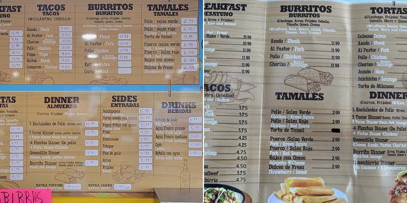 Tamales El Guero restaurant Menu