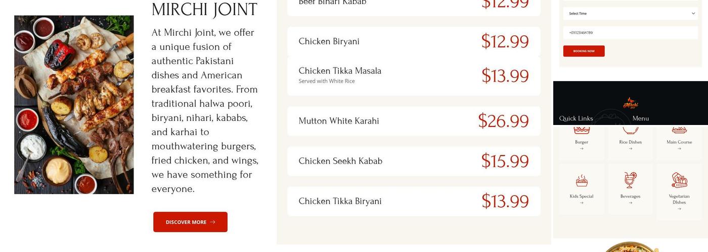Mirchi Joint Menu