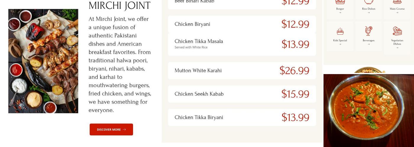 Mirchi Joint Menu