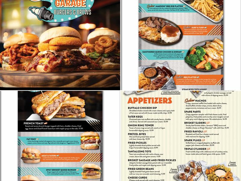 Sickies Garage Burgers & Brews Menu